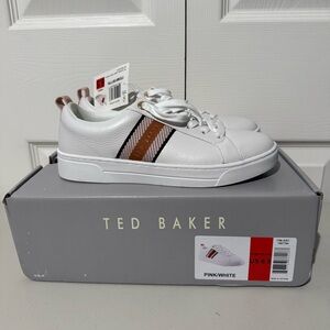 Ted Baker Ladies’ Leather Sneakers Pink-White Women’s Size 6.5